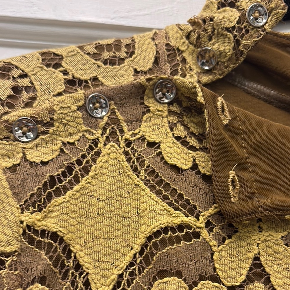 NWT Anthropologie Maeve lace Blouse with button collar - Picture 4 of 4